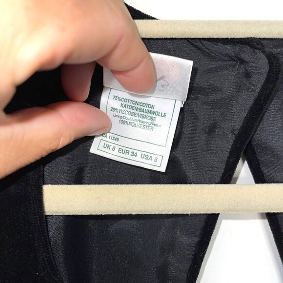 Laura Ashley Womens Princess Dress Size 6 Vintage Cotton Velvet Open Back Black - Picture 8 of 12